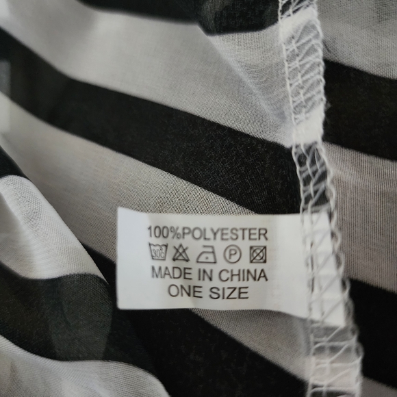 Black and White Sheer Duster Kimono One Size - Picture 5 of 5